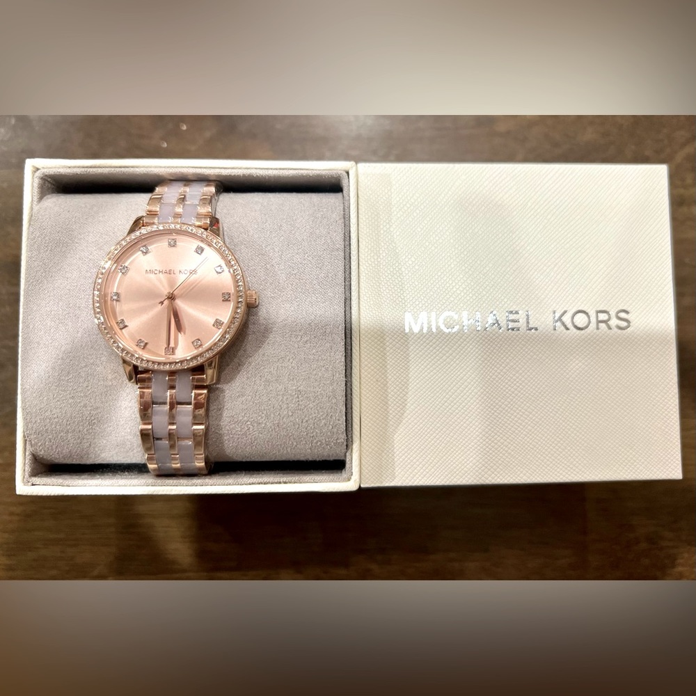 Michael Kors Rose Gold Watch with Crystal Accents - New in Box